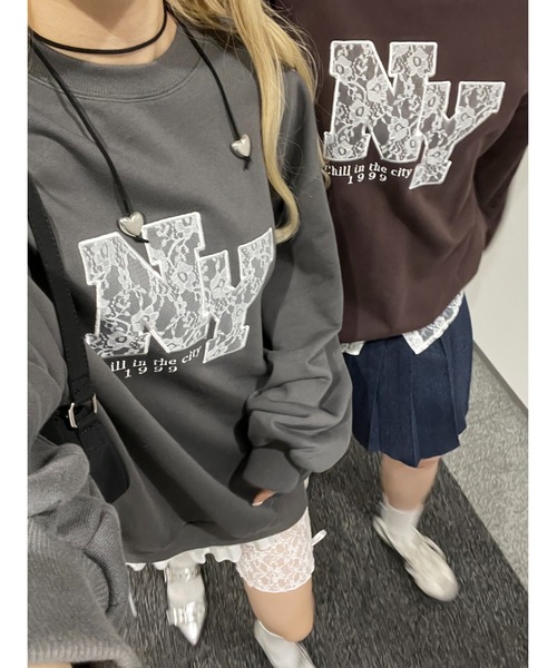 WC（ダブル シー）の「レースワッペンビッグスウェット（スウェット・レディース・チャコールグレー/ブラウン/ワインレッド・FREE）」の22枚目の写真