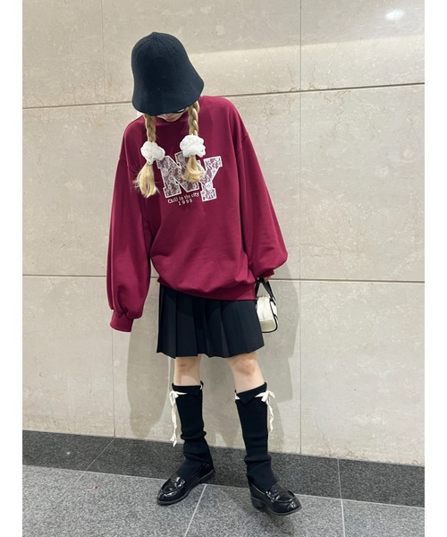 WC（ダブル シー）の「レースワッペンビッグスウェット（スウェット・レディース・チャコールグレー/ブラウン/ワインレッド・FREE）」の13枚目の写真