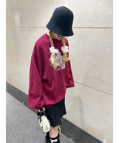 WC（ダブル シー）の「レースワッペンビッグスウェット（スウェット・レディース・チャコールグレー/ブラウン/ワインレッド・FREE）」の16枚目の写真