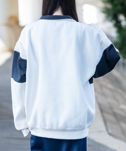 THRASHER（スラッシャー）の「【at】〔THRASHER/スラッシャー〕裏起毛 ロゴ刺繍 ライン切り替え ハーフジップ（スウェット・メンズ・アッシュグレー/ホワイト/ネイビー/グリーン/ブラック・MEDIUM/LARGE）」の8枚目の写真