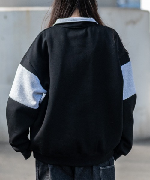 THRASHER（スラッシャー）の「【at】〔THRASHER/スラッシャー〕裏起毛 ロゴ刺繍 ライン切り替え ハーフジップ（スウェット・メンズ・アッシュグレー/ホワイト/ネイビー/グリーン/ブラック・MEDIUM/LARGE）」の14枚目の写真