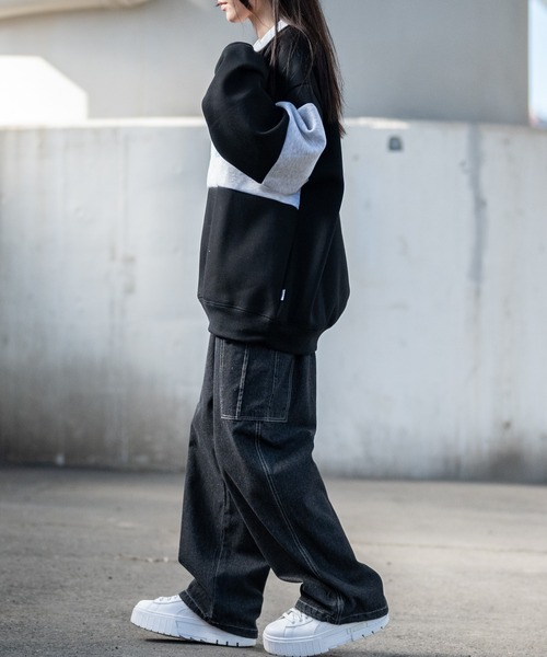 THRASHER（スラッシャー）の「【at】〔THRASHER/スラッシャー〕裏起毛 ロゴ刺繍 ライン切り替え ハーフジップ（スウェット・メンズ・アッシュグレー/ホワイト/ネイビー/グリーン/ブラック・MEDIUM/LARGE）」の16枚目の写真