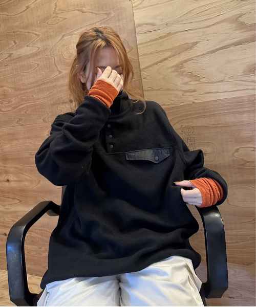 ARCADE（アーケード）の「HIGHQUALITY FLEECE ハーフ釦 スタンドプルオーバー フリース スウェット BARCEDOS（スウェット・レディース・ベージュ/ネイビー/ブラック/グレー系カモフラージュ・LL/L/M）」の7枚目の写真