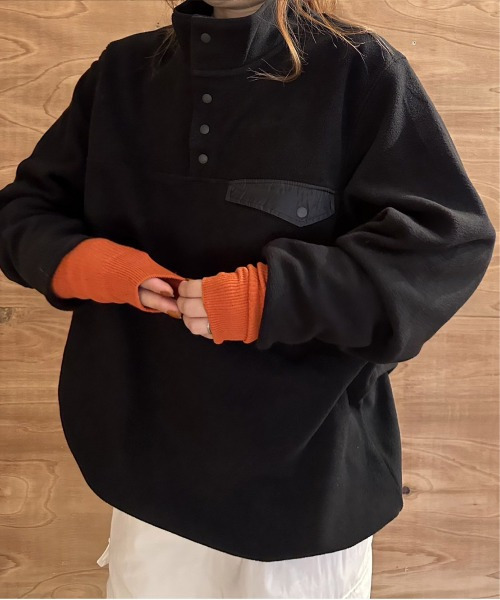 ARCADE（アーケード）の「HIGHQUALITY FLEECE ハーフ釦 スタンドプルオーバー フリース スウェット BARCEDOS（スウェット・レディース・ベージュ/ネイビー/ブラック/グレー系カモフラージュ・LL/L/M）」の9枚目の写真