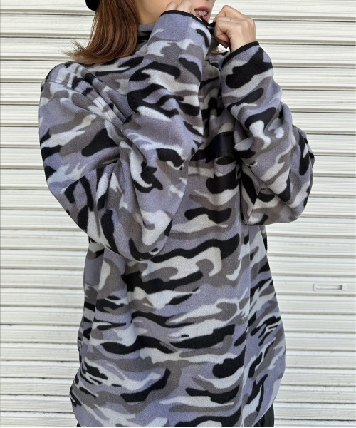ARCADE（アーケード）の「HIGHQUALITY FLEECE ハーフ釦 スタンドプルオーバー フリース スウェット BARCEDOS（スウェット・レディース・ベージュ/ネイビー/ブラック/グレー系カモフラージュ・LL/L/M）」の13枚目の写真