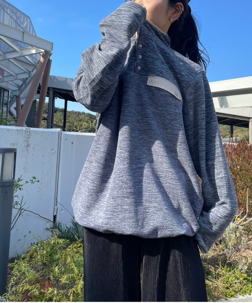 ARCADE（アーケード）の「HIGHQUALITY FLEECE ハーフ釦 スタンドプルオーバー フリース スウェット BARCEDOS（スウェット・レディース・ベージュ/ネイビー/ブラック/グレー系カモフラージュ・LL/L/M）」の15枚目の写真