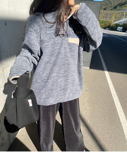 ARCADE（アーケード）の「HIGHQUALITY FLEECE ハーフ釦 スタンドプルオーバー フリース スウェット BARCEDOS（スウェット・レディース・ベージュ/ネイビー/ブラック/グレー系カモフラージュ・LL/L/M）」の17枚目の写真