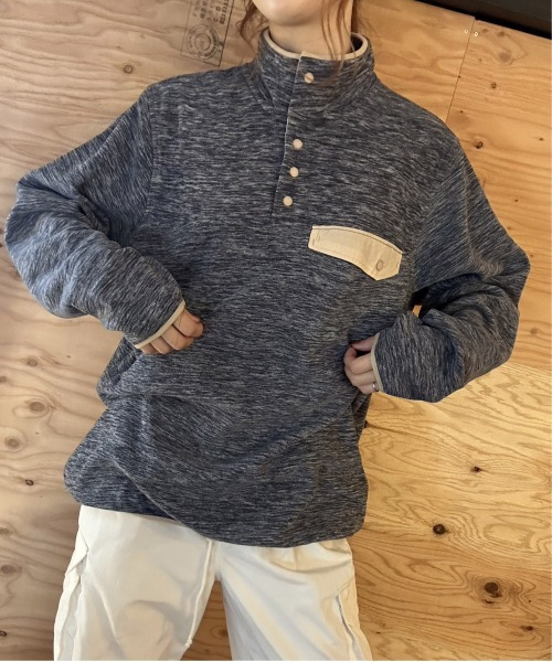 ARCADE（アーケード）の「HIGHQUALITY FLEECE ハーフ釦 スタンドプルオーバー フリース スウェット BARCEDOS（スウェット・レディース・ベージュ/ネイビー/ブラック/グレー系カモフラージュ・LL/L/M）」の18枚目の写真