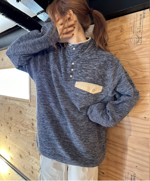 ARCADE（アーケード）の「HIGHQUALITY FLEECE ハーフ釦 スタンドプルオーバー フリース スウェット BARCEDOS（スウェット・レディース・ベージュ/ネイビー/ブラック/グレー系カモフラージュ・LL/L/M）」の20枚目の写真