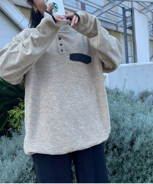 ARCADE（アーケード）の「HIGHQUALITY FLEECE ハーフ釦 スタンドプルオーバー フリース スウェット BARCEDOS（スウェット・レディース・ベージュ/ネイビー/ブラック/グレー系カモフラージュ・LL/L/M）」の22枚目の写真