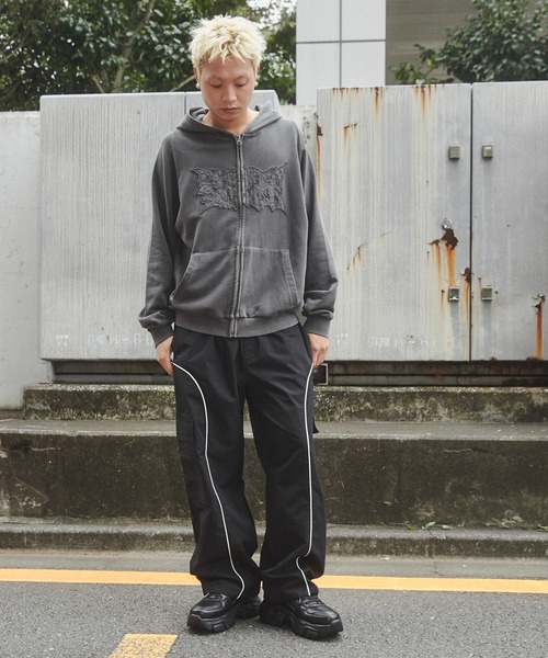 SHORT ROUND（ショートラウンド）の「SHORT ROUND/イージーパイピングカーゴパンツ（カーゴパンツ・メンズ・カーキ/ブラック・SMALL/MEDIUM）」の5枚目の写真