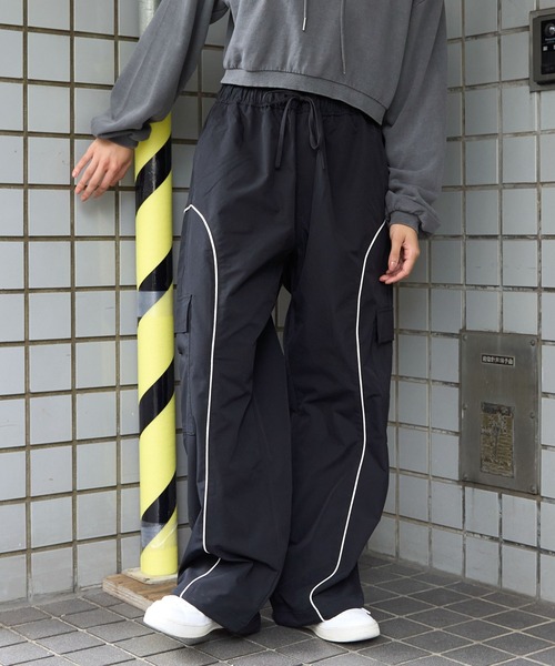 カーゴパンツ ハイウエスト 黒 ブラック S/XL SITRY カーゴパンツ 2WAY Wide Cargo Pants/2WAY ワイド カーゴ