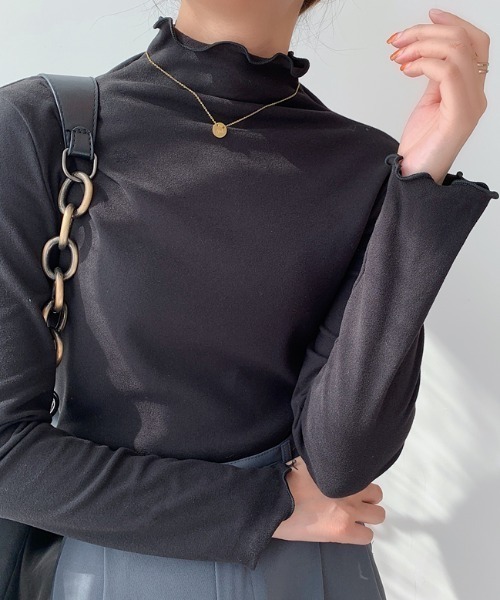 GEMEDA(ジェメダ)の「【新柄追加】ハイネックメローフリルロングT(Tシャツ/カットソー・レディース・ベージュ/ライトパープル/ブラック/ホワイト/ピンク/ライトグリーン/ベージュ系その他/ブラック系・M)」の17枚目の写真