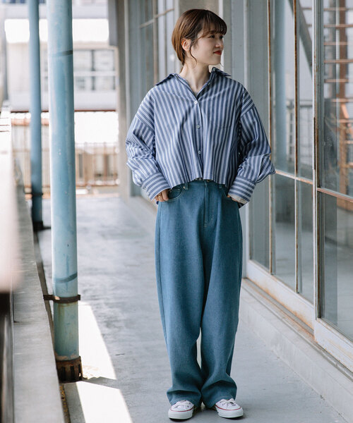 POU DOU DOU(プードゥドゥ)の「ボーイフレンドデニムパンツ(デニムパンツ・レディース・パープル系/インディゴブルー・M)」の8枚目の写真