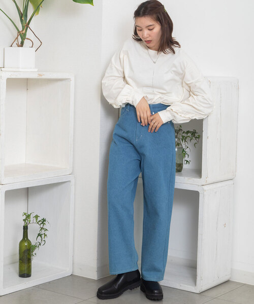 POU DOU DOU(プードゥドゥ)の「ボーイフレンドデニムパンツ(デニムパンツ・レディース・パープル系/インディゴブルー・M)」の15枚目の写真