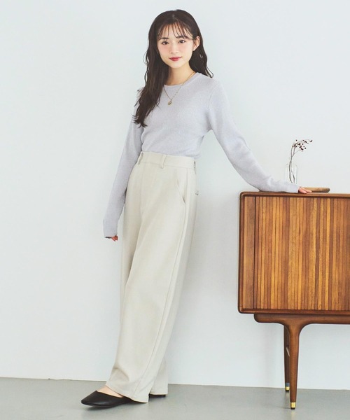 mil(ミル)の「【150㎝前後の小柄さんサイズ】シンプルラメリブニット(ニット/セーター・レディース・ライトグレー/ブラウン/ベージュ・XS/S)」の10枚目の写真