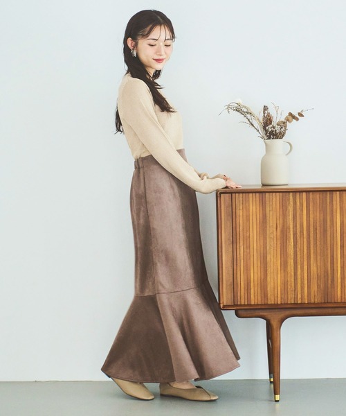 mil(ミル)の「【150㎝前後の小柄さんサイズ】シンプルラメリブニット(ニット/セーター・レディース・ライトグレー/ブラウン/ベージュ・XS/S)」の21枚目の写真