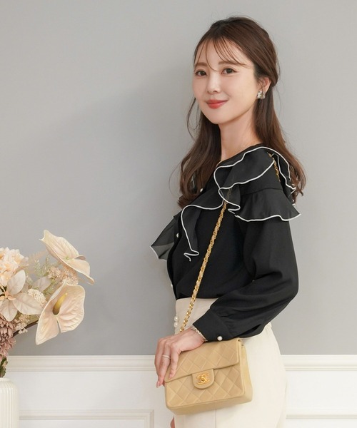 vaniller ブラウス シアーシフォン フリル ブラウス le reve vaniller 全3色｜lvn821-2075