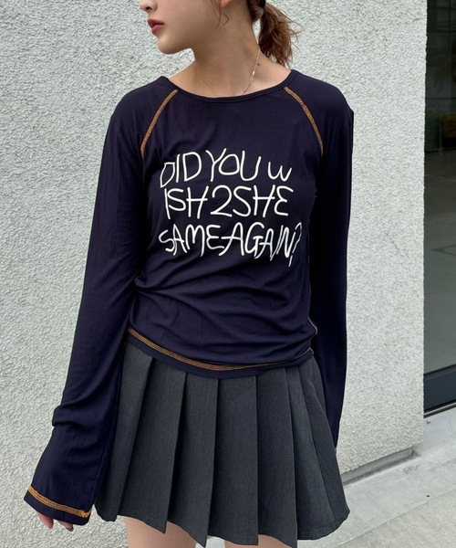 shesame（シーセム）の「sheer message ls tee（Tシャツ