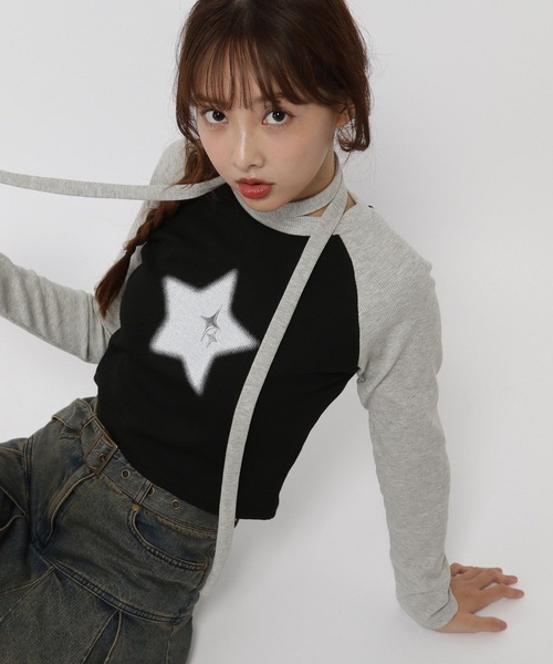 3.3 Field Trip (3.3フィールドトリップ)の「3.3 Field Trip/スターラグランロングスリーブT(Tシャツ/カットソー・レディース・ブラック/グレー・FREE)」の1枚目の写真