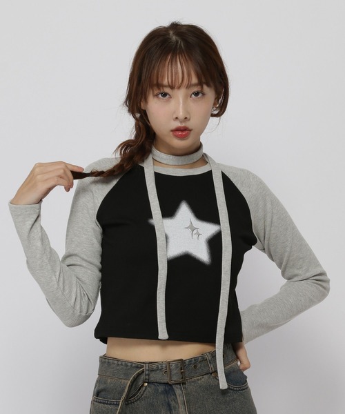 3.3 Field Trip (3.3フィールドトリップ)の「3.3 Field Trip/スターラグランロングスリーブT(Tシャツ/カットソー・レディース・ブラック/グレー・FREE)」の12枚目の写真