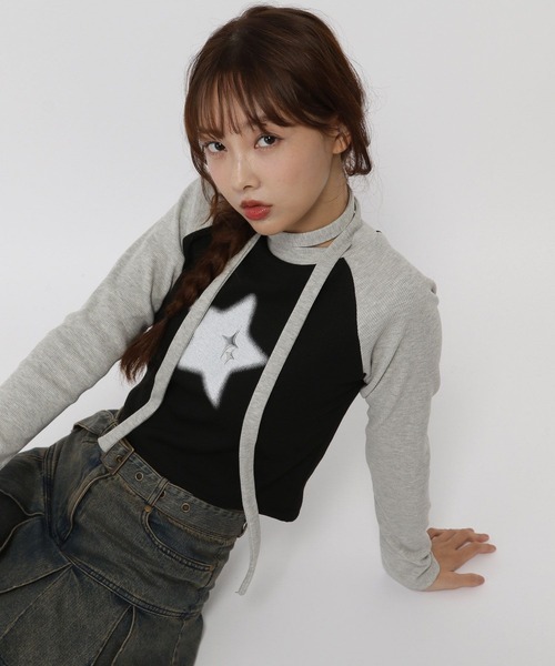 3.3 Field Trip (3.3フィールドトリップ)の「3.3 Field Trip/スターラグランロングスリーブT(Tシャツ/カットソー・レディース・ブラック/グレー・FREE)」の16枚目の写真