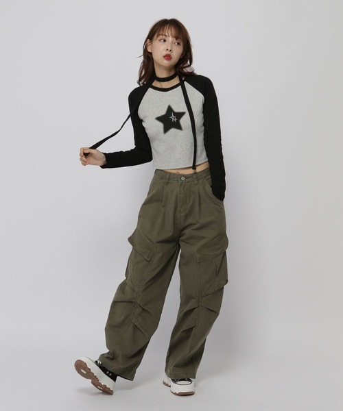 3.3 Field Trip (3.3フィールドトリップ)の「3.3 Field Trip/スターラグランロングスリーブT(Tシャツ/カットソー・レディース・ブラック/グレー・FREE)」の19枚目の写真