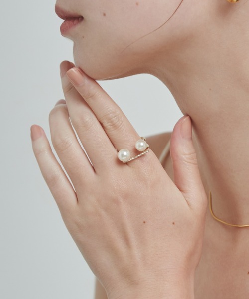ciite'（シーテ）の「ビジューダブルパール リング（リング・レディース・シルバー/ゴールド/ピンクゴールド・FREE）」の9枚目の写真