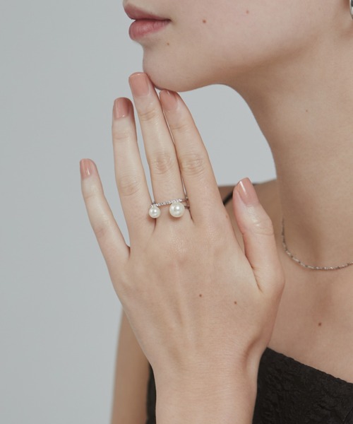 ciite'（シーテ）の「ビジューダブルパール リング（リング・レディース・シルバー/ゴールド/ピンクゴールド・FREE）」の10枚目の写真