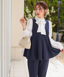 mimimeru　Aセットアップ　ネイビーS mimimeru Aセットアップ ネイビーS スーツセレクト ノーカラー