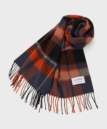 最終値下げ❗️HERMÈS-PARIS 赤 マフラー フリンジ付き volume fringe check muffler/ボリュームフリンジチェック