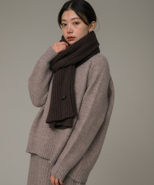 URBAN RESEARCH Sonny Label（アーバンリサーチサニーレーベル）の「リブニットマフラー（マフラー・レディース・アイボリー/ブラック/ベージュ/ブラウン・ONE）」の7枚目の写真