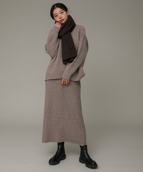 URBAN RESEARCH Sonny Label（アーバンリサーチサニーレーベル）の「リブニットマフラー（マフラー・レディース・アイボリー/ブラック/ベージュ/ブラウン・ONE）」の9枚目の写真