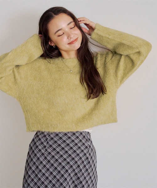 titivate(ティティベイト)の「モヘアタッチニット(ニット/セーター・レディース・チャコール/イエロー/アイボリー/レッド・M)」の3枚目の写真