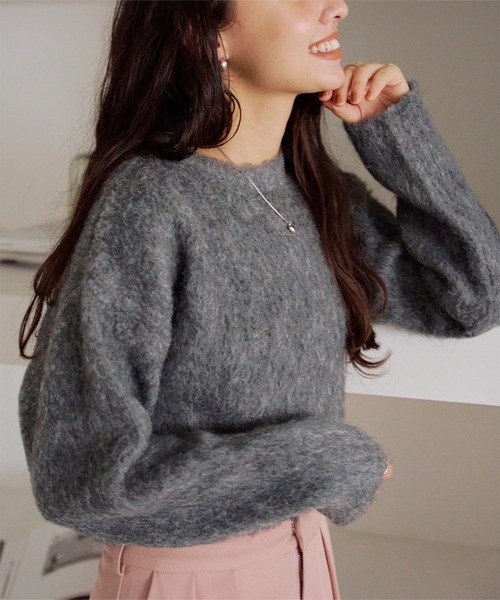 titivate(ティティベイト)の「モヘアタッチニット(ニット/セーター・レディース・チャコール/イエロー/アイボリー/レッド・M)」の1枚目の写真