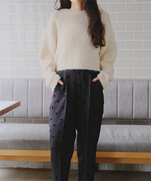 titivate(ティティベイト)の「モヘアタッチニット(ニット/セーター・レディース・チャコール/イエロー/アイボリー/レッド・M)」の5枚目の写真