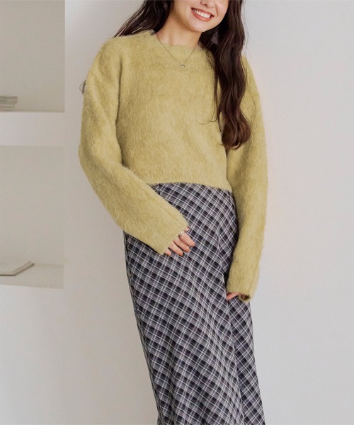 titivate(ティティベイト)の「モヘアタッチニット(ニット/セーター・レディース・チャコール/イエロー/アイボリー/レッド・M)」の18枚目の写真