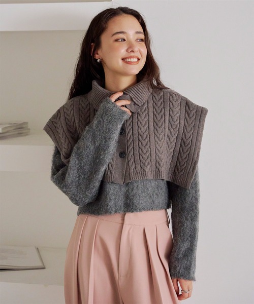 titivate(ティティベイト)の「モヘアタッチニット(ニット/セーター・レディース・チャコール/イエロー/アイボリー/レッド・M)」の15枚目の写真
