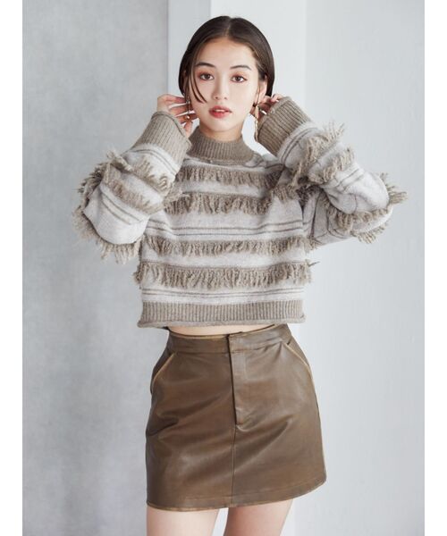 MURUA（ムルーア）の「ランダムフリンジニット（ニット/セーター・レディース・アイボリー/ブラウン/グリーン・FREE）」の8枚目の写真