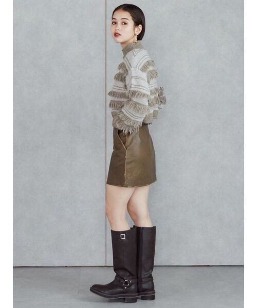 MURUA（ムルーア）の「ランダムフリンジニット（ニット/セーター・レディース・アイボリー/ブラウン/グリーン・FREE）」の9枚目の写真