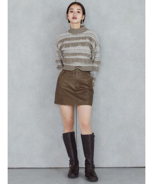 MURUA（ムルーア）の「ランダムフリンジニット（ニット/セーター・レディース・アイボリー/ブラウン/グリーン・FREE）」の10枚目の写真