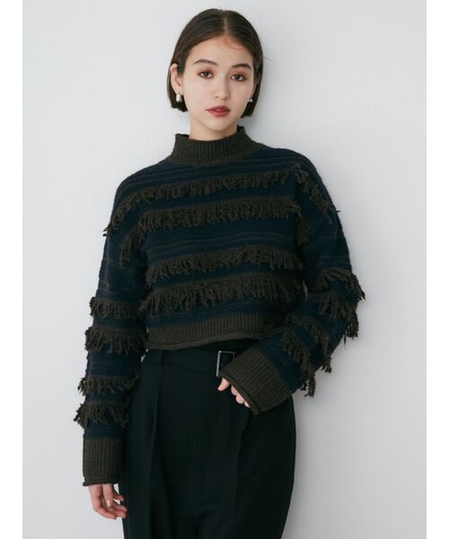 MURUA（ムルーア）の「ランダムフリンジニット（ニット/セーター・レディース・アイボリー/ブラウン/グリーン・FREE）」の11枚目の写真