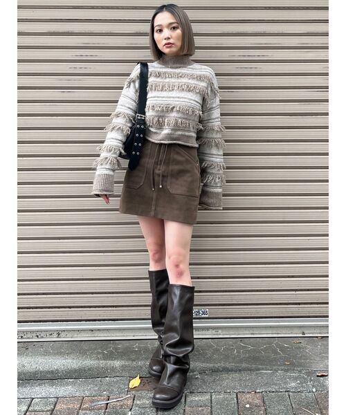 MURUA（ムルーア）の「ランダムフリンジニット（ニット/セーター・レディース・アイボリー/ブラウン/グリーン・FREE）」の20枚目の写真