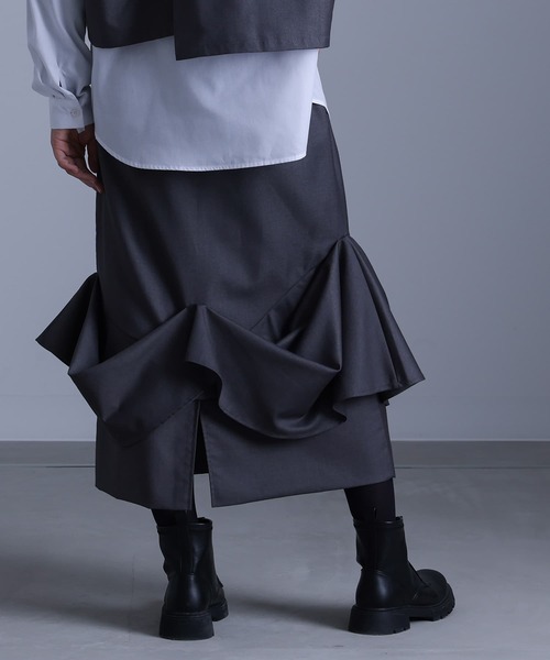 kOhAKU（コハク）の「『タックドレープナロースカート』（スカート・レディース・ブラック/グレー・2/1）」の21枚目の写真