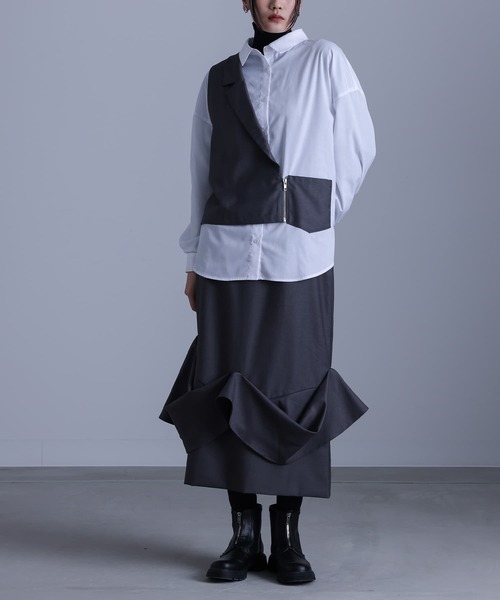 kOhAKU（コハク）の「『タックドレープナロースカート』（スカート・レディース・ブラック/グレー・2/1）」の22枚目の写真