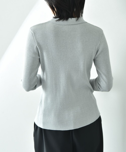 CLOCHE（クロシェ）の「【ＣＬＯＣＨＥ】シャツ衿リブニットプルオーバー（ニット/セーター・レディース・ブラック/グレー/アイボリー・FREE）」の7枚目の写真