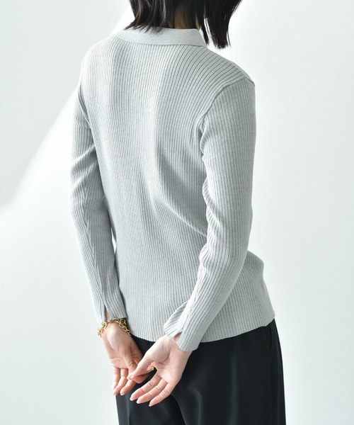 CLOCHE（クロシェ）の「【ＣＬＯＣＨＥ】シャツ衿リブニットプルオーバー（ニット/セーター・レディース・ブラック/グレー/アイボリー・FREE）」の6枚目の写真