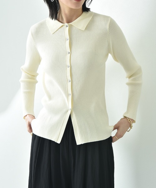 CLOCHE（クロシェ）の「【ＣＬＯＣＨＥ】シャツ衿リブニットプルオーバー（ニット/セーター・レディース・ブラック/グレー/アイボリー・FREE）」の16枚目の写真