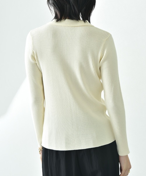 CLOCHE（クロシェ）の「【ＣＬＯＣＨＥ】シャツ衿リブニットプルオーバー（ニット/セーター・レディース・ブラック/グレー/アイボリー・FREE）」の18枚目の写真