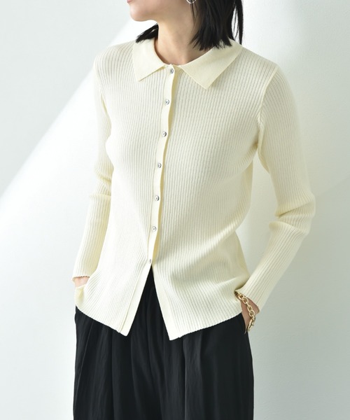 CLOCHE（クロシェ）の「【ＣＬＯＣＨＥ】シャツ衿リブニットプルオーバー（ニット/セーター・レディース・ブラック/グレー/アイボリー・FREE）」の20枚目の写真